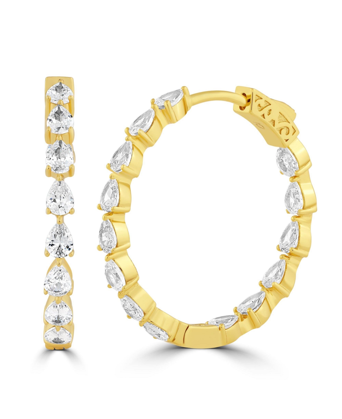 Simona Radiant Pearshaped Inside-Outside Cz Hoop Earrings