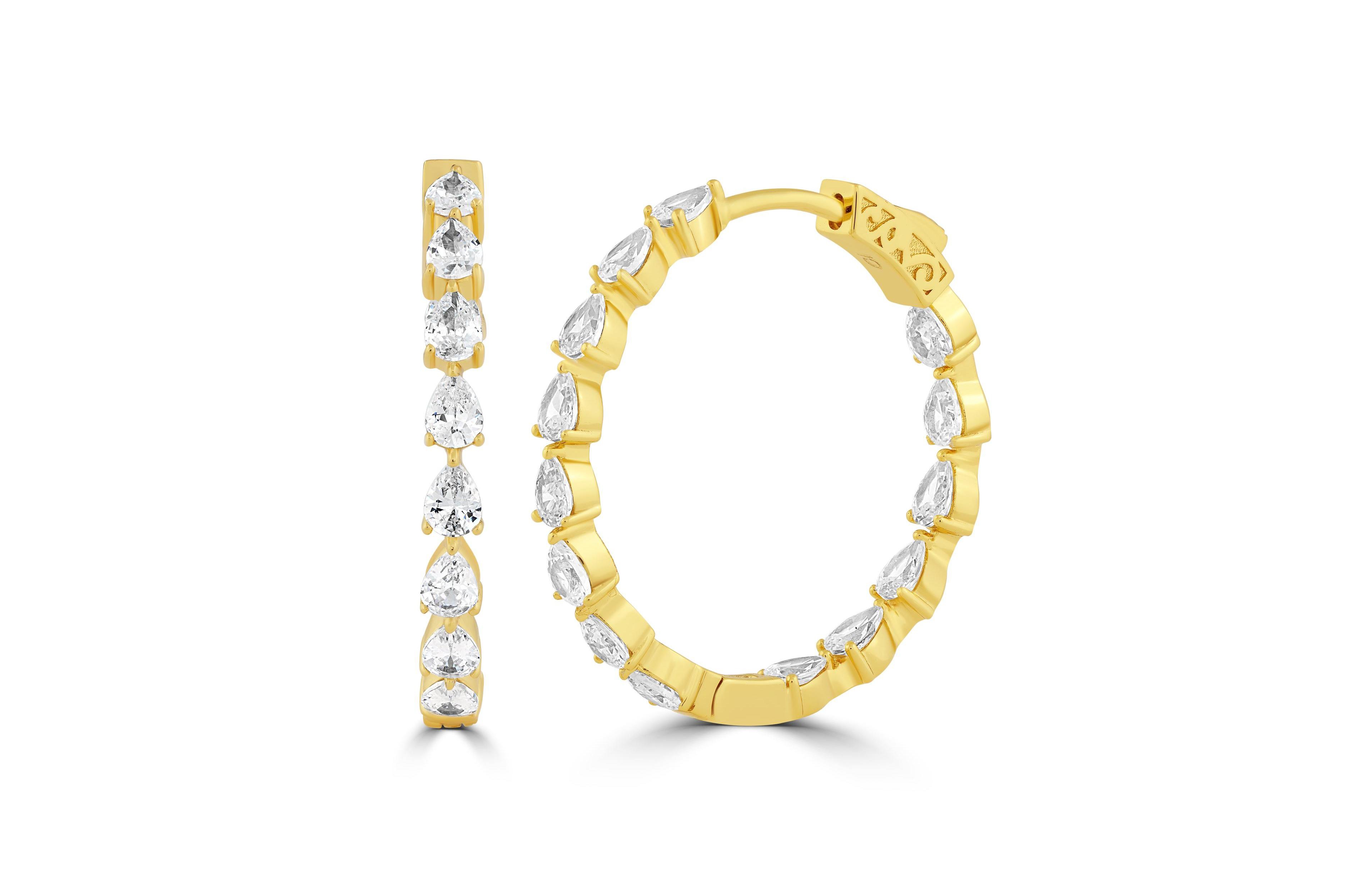 Simona Radiant Pearshaped Inside-Outside Cz Hoop Earrings