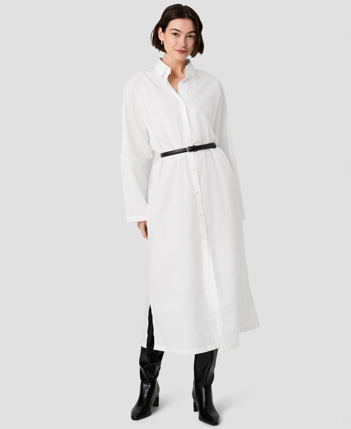 French Connection Women's Cambria Cotton Collared Long-Sleeve Dress - Winter White