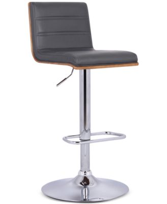 Aubrey Barstool Chrome Base finish with Black Faux Leather and 
