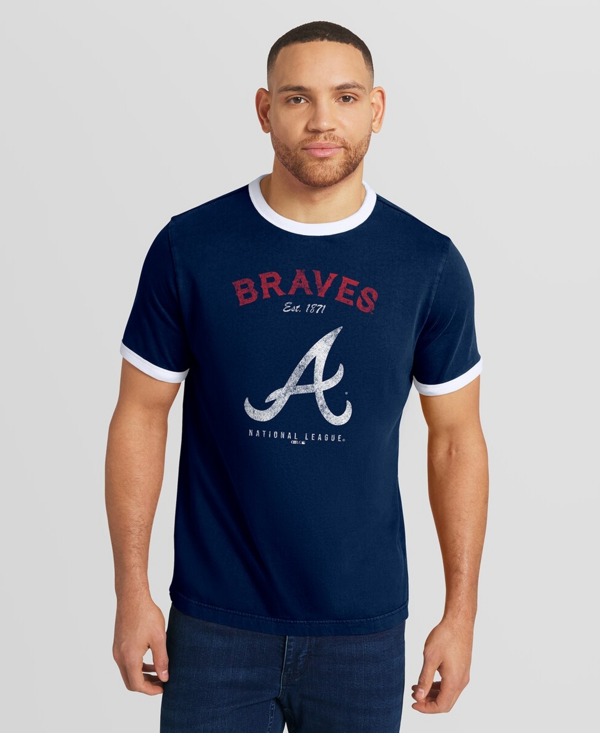 Darius Rucker Collection by Fanatics Men's Navy Atlanta Braves Washed Ringer T-Shirt