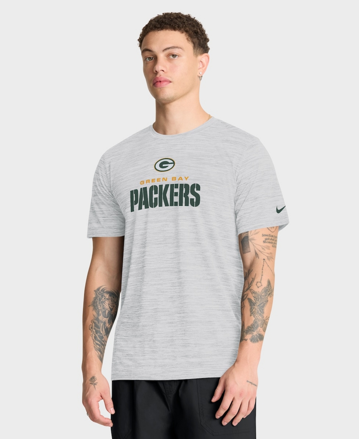Nike Men's Ash Green Bay Packers Velocity Endurance Run Dri-fit T-Shirt