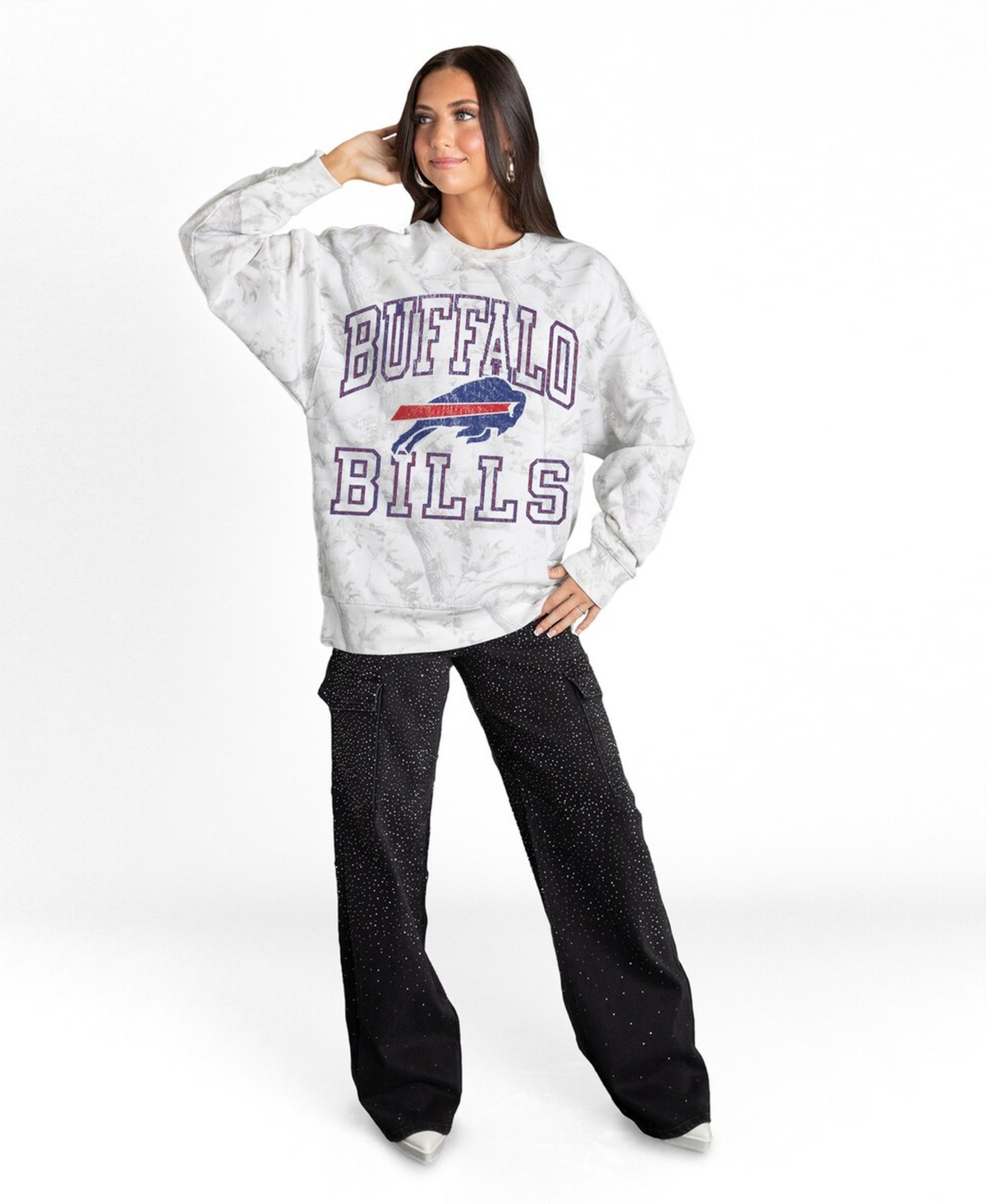 Gameday Couture Women's Arctic Camo Buffalo Bills Whiteout Oversized Premium Fleece Sweatshirt