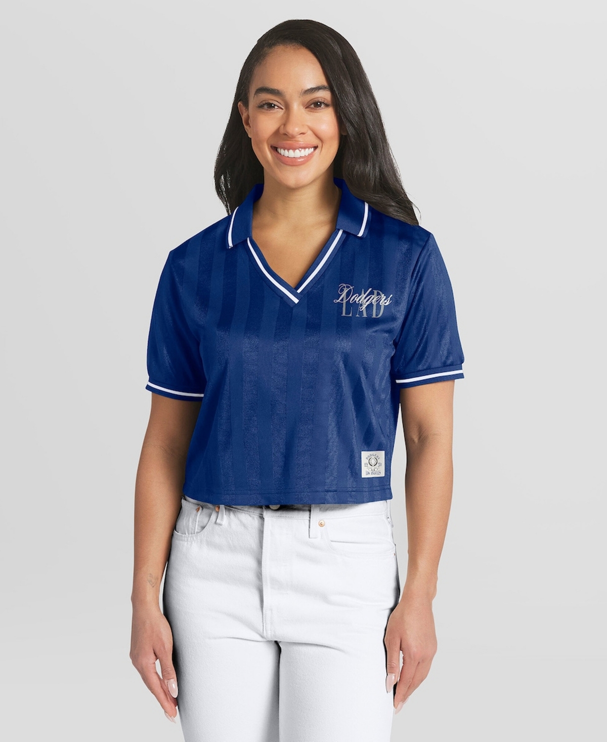 Wear by Erin Andrews Women's Royal Los Angeles Dodgers Cropped Polo Shirt