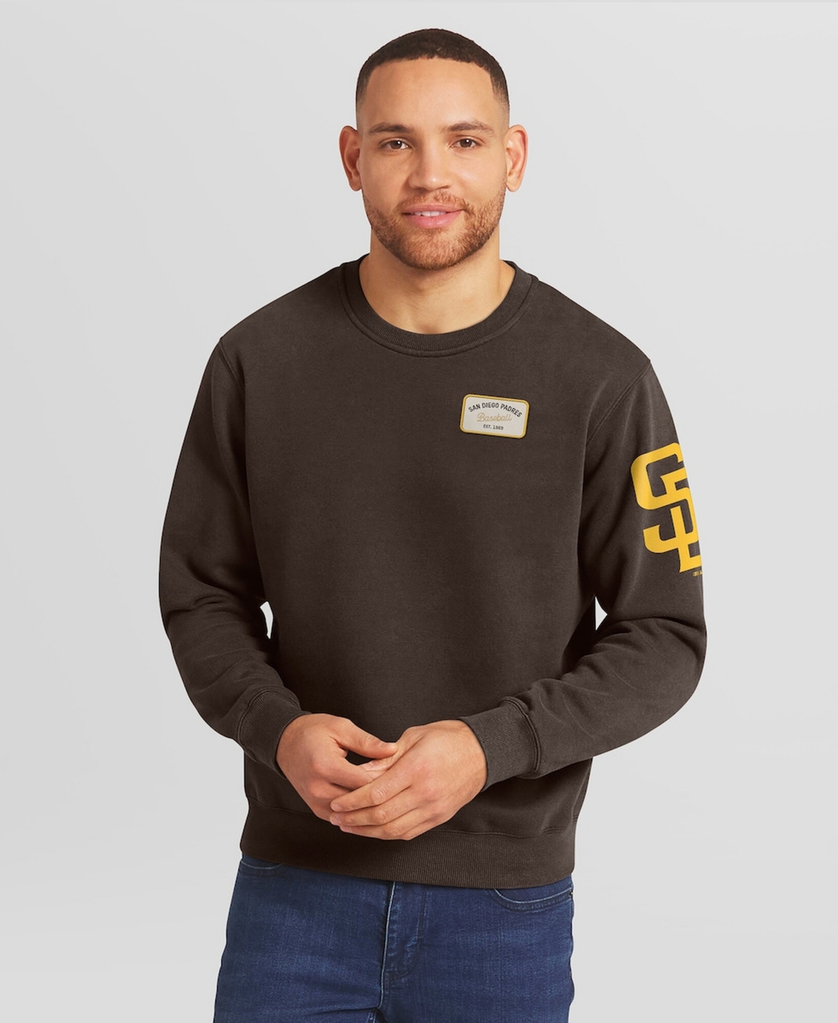 Darius Rucker Collection by Fanatics Men's Brown San Diego Padres Washed Crew Neck Pullover Sweatshirt