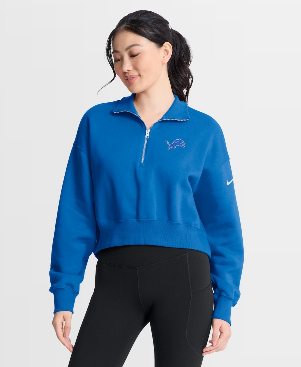 Nike Women's Blue Detroit Lions Phoenix Fleece Quarter-Zip Sweatshirt