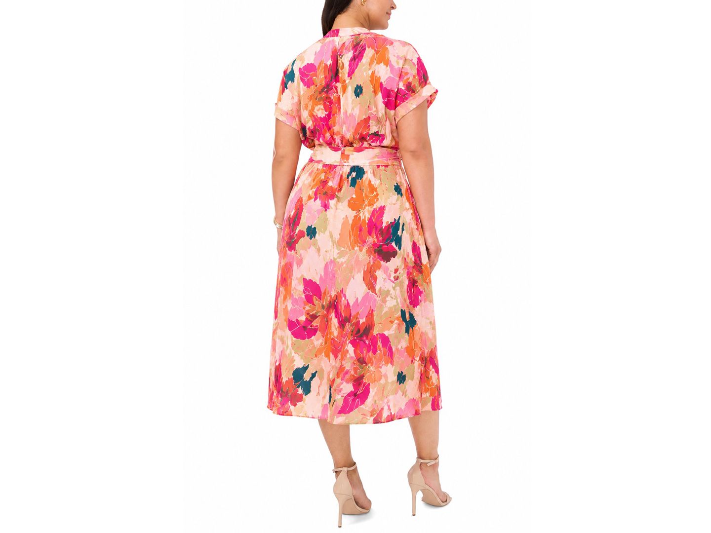 Женское платье MSK Plus Size Split Crewneck Midi, цвет: Granita — фото 5