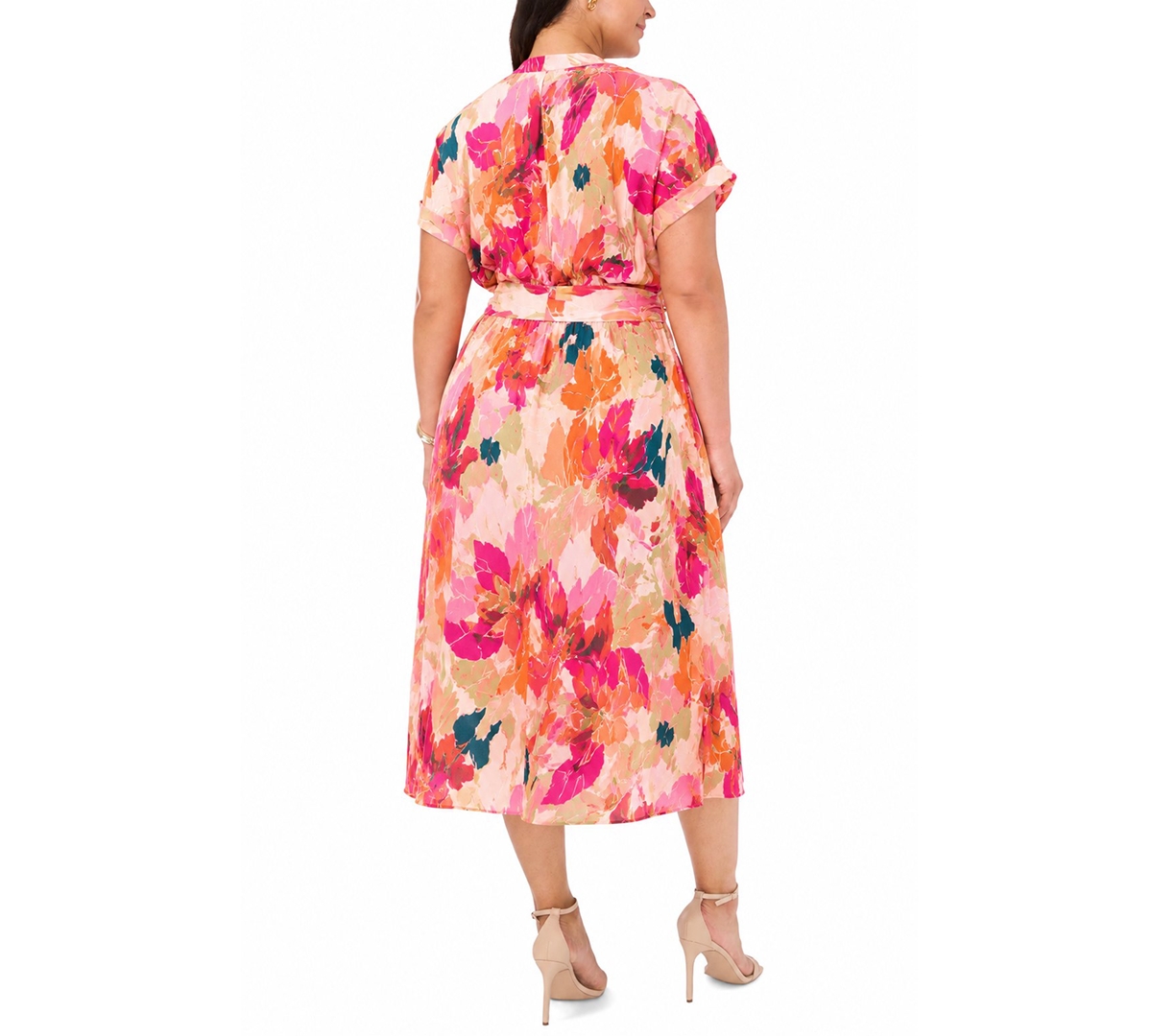 Msk Plus Size Split Crewneck Midi Dress