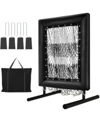 9-Hole Baseball Pitching Net, Adjustable Strike Zone Trainer with Stakes and Sandbags for Indoor Outdoor Practice