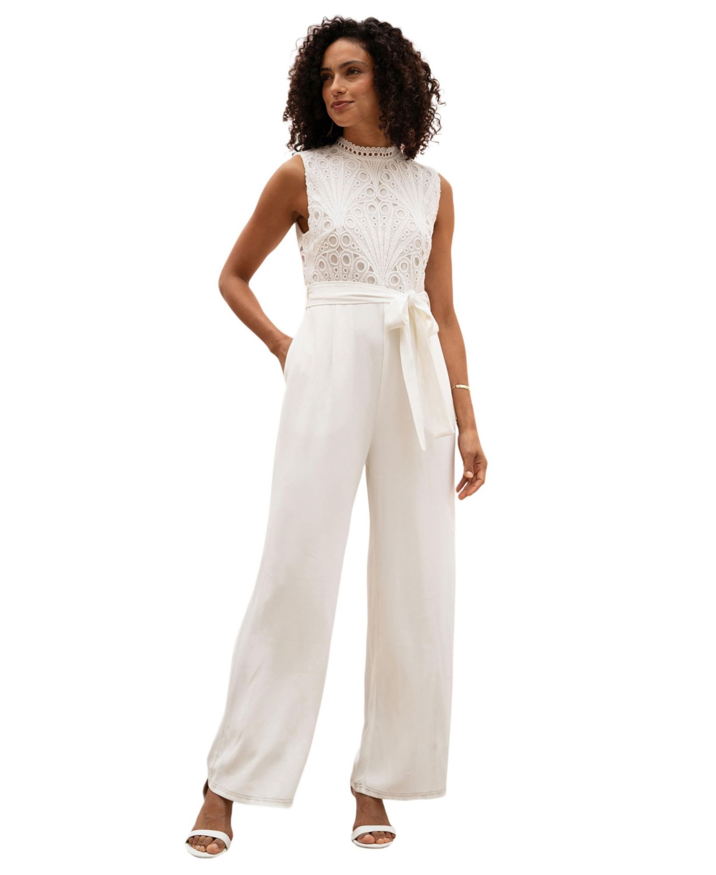 Женский комбинезон Yumi Lace Sleeveless, цвет: Слоновая кость — фото 1