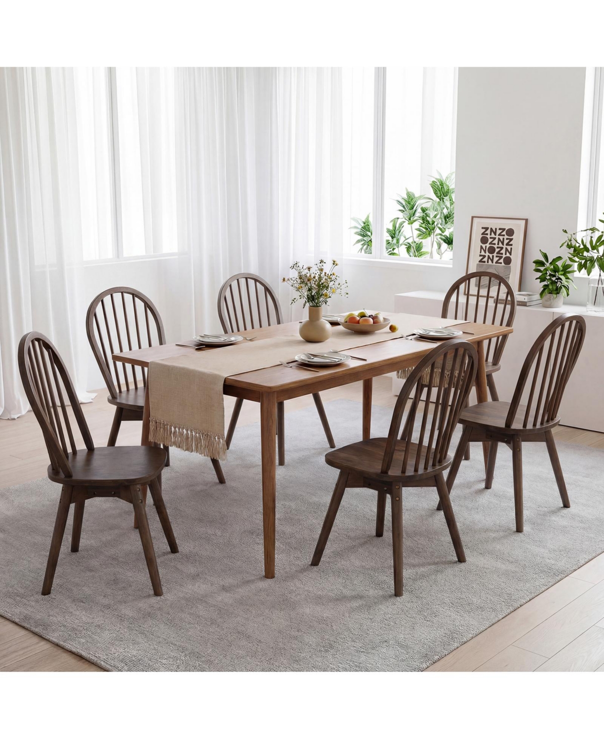 Costway Swivel Dining Chairs Farmhouse Spindle Kitchen with Solid