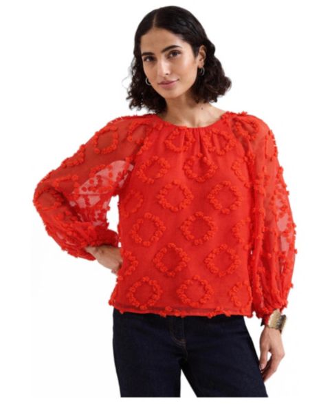 Женская блузка Phase Eight Shayla Textured, цвет: Красный