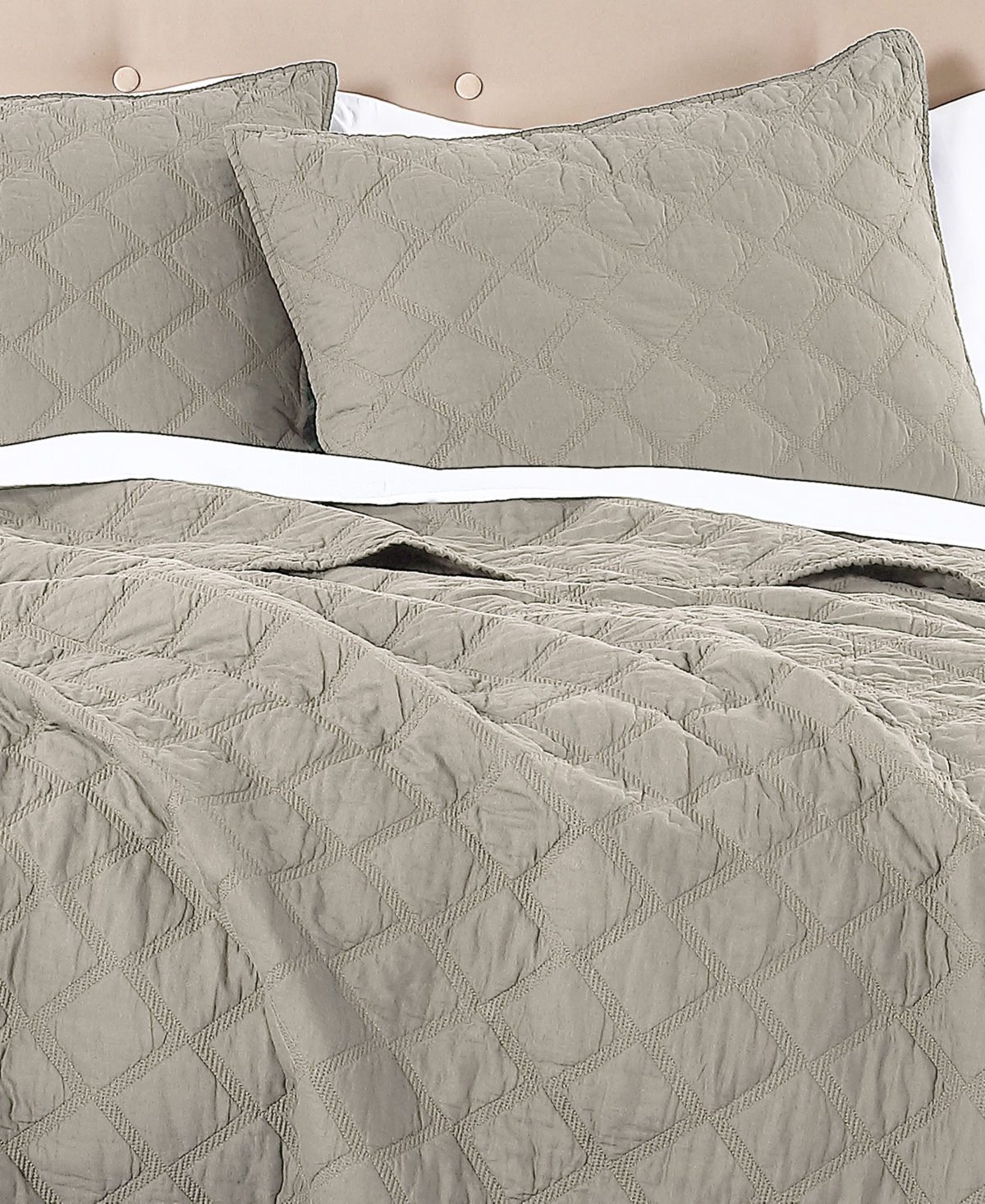 Anne Klein Diamond Cotton 3-Piece Quilt Set, California King