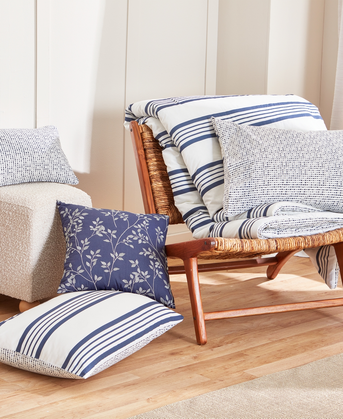 Anne Klein Archer Stripe Cotton Blend -Piece Comforter Set