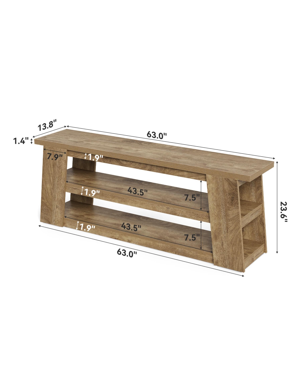 Tribesigns 3-Tier Tv Stand with Storage for 65 Inch Tv, Entertainment Center with Shelves, for Living Room, Apartment