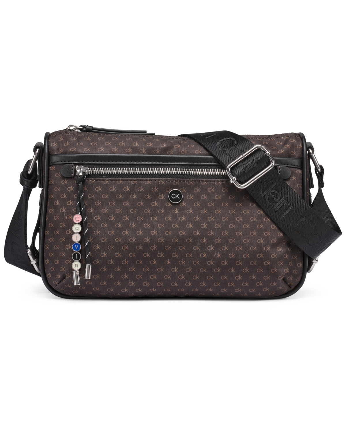 Calvin Klein Caius Zipper Small Crossbody Handbag - Brown Khaki/Black
