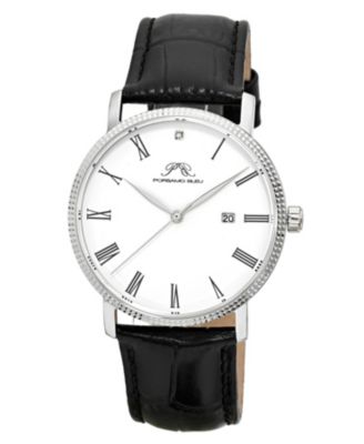 Porsamo Bleu Mens Veritas 1 Genuine Leather Band Watch 1361AVEL - Silver tone black 219$