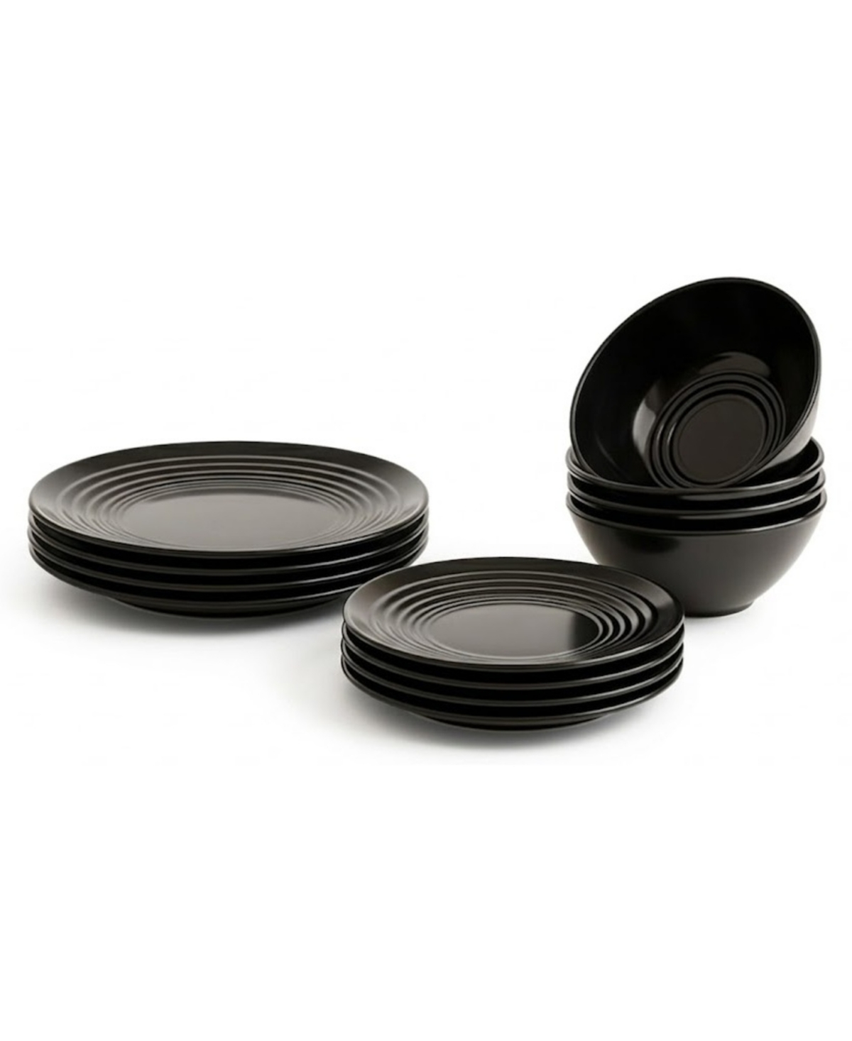 Abode Homewares Barro Newwave Melamine 12-piece Dinnerware Set, Service For 4 In Black