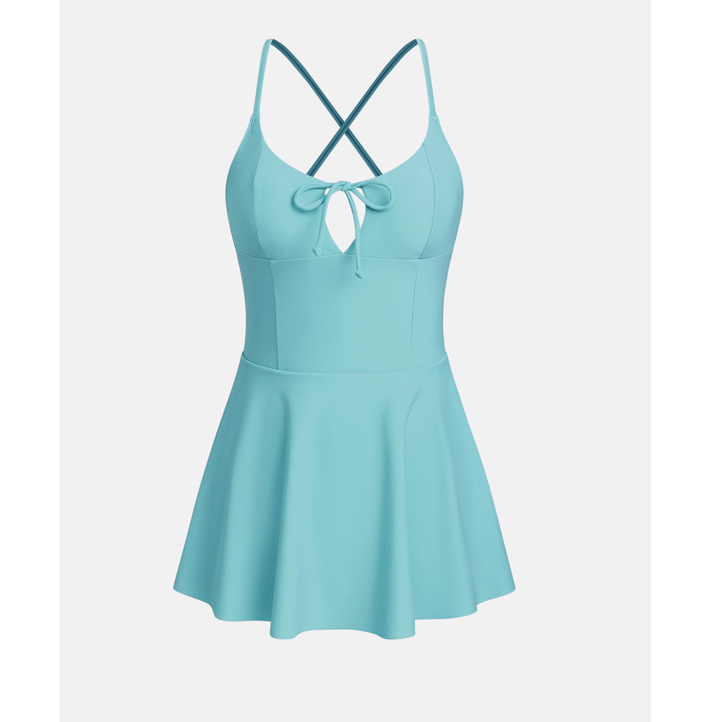 Женская юбка Cupshe V-Neck Cross-Back Straps Swim Skirt, цвет: Пастельный синий — фото 4