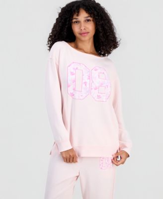Juniors' 89 Camo Off-the-Shoulder Mineral Wash Boat Neck Sweatshirt