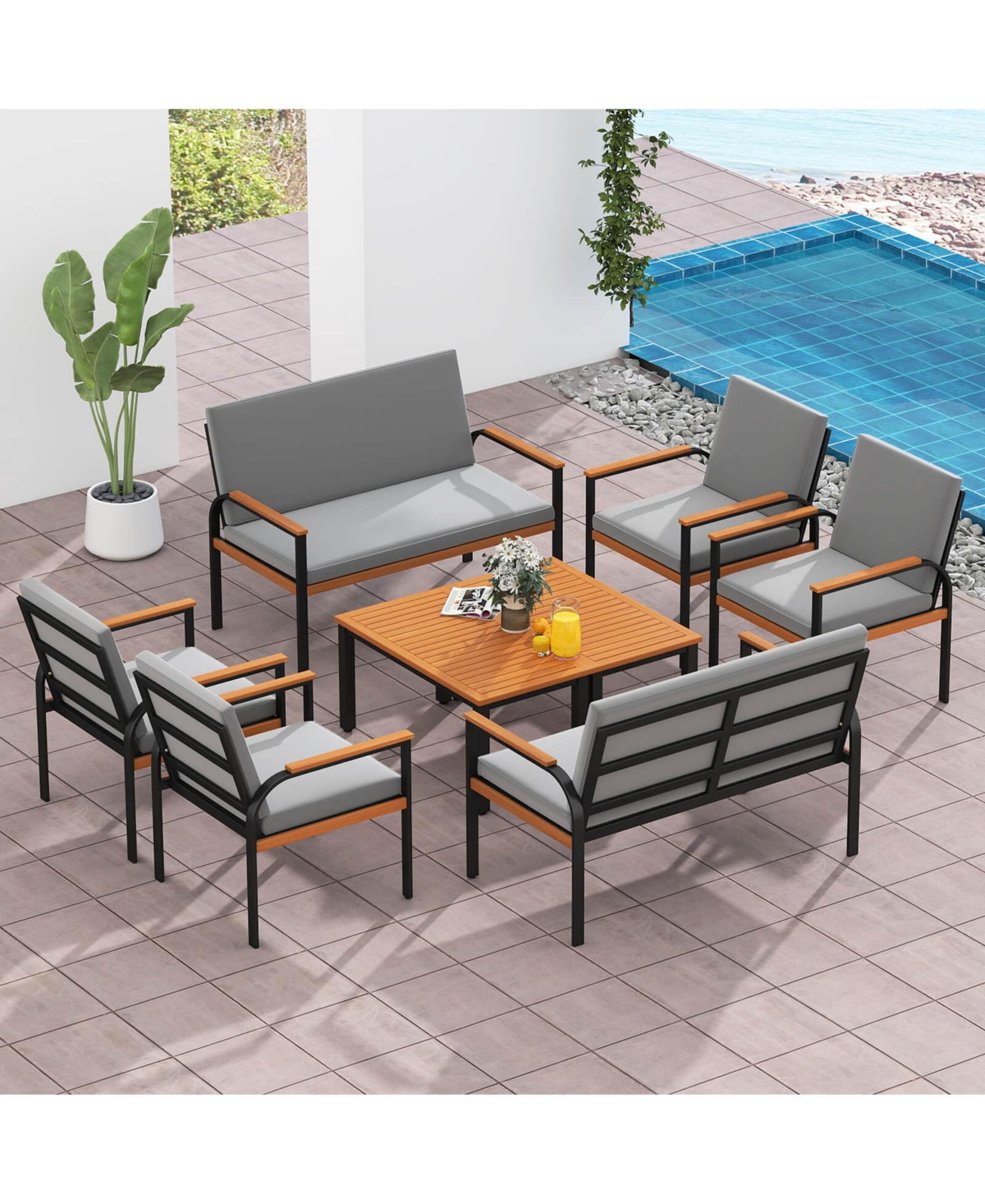 Costway Piece Patio Furniture Set with Coffee Table