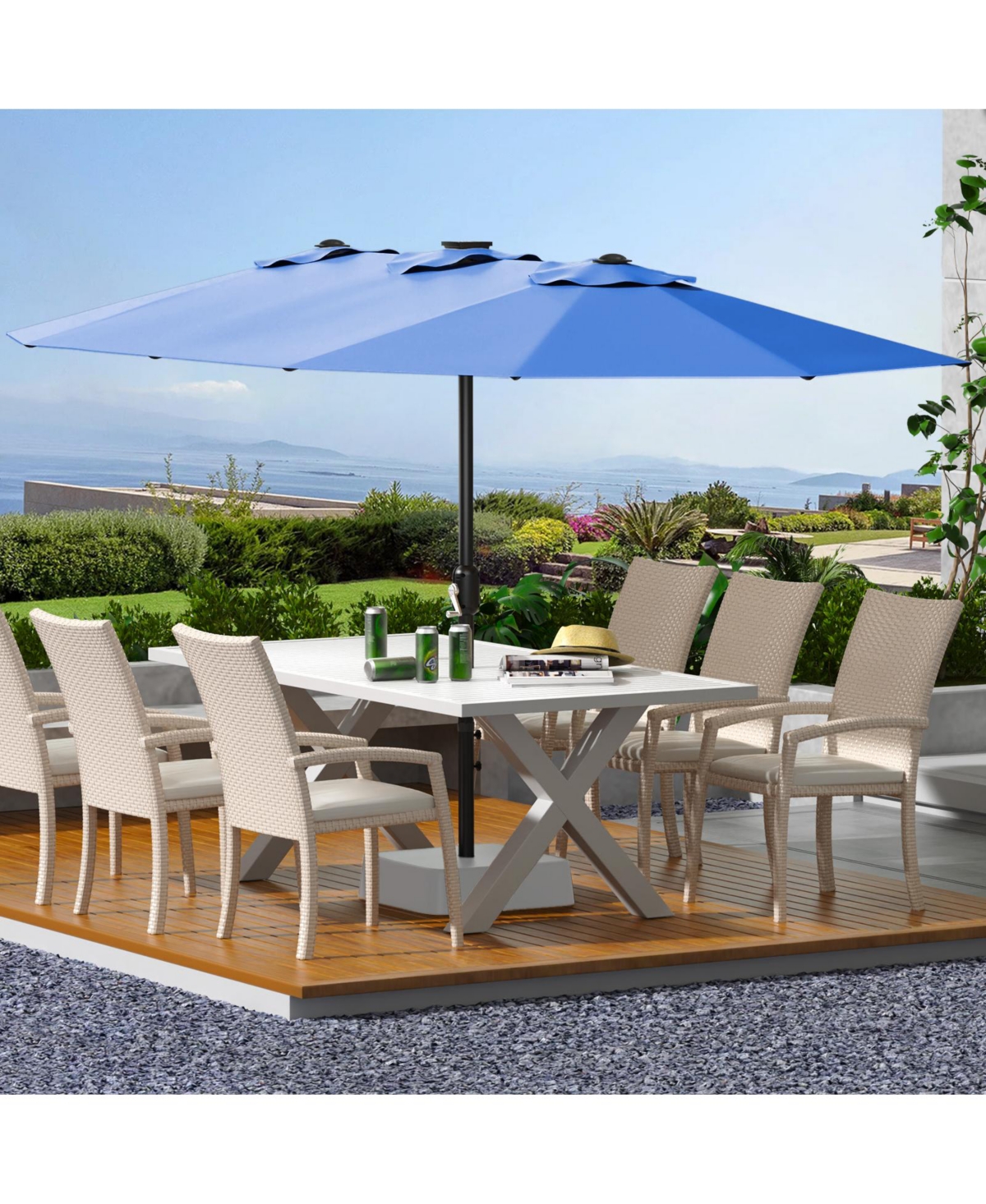 gaomon 13 Feet 3-Head Outdoor Patio Umbrella for Poolside, Lawn and Backyard, Without Base