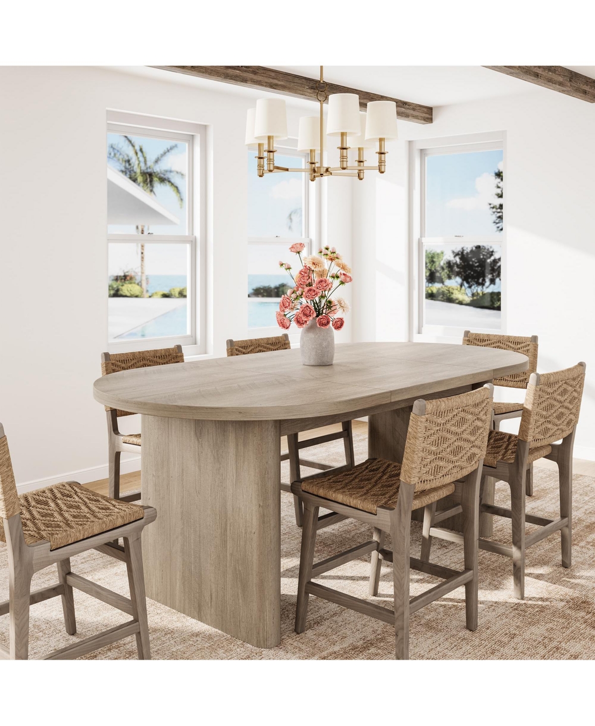 gaomon 70.8" Wood Kitchen Oval Dining Table for 4-8 for Kitchen, Living Room, Reception Area