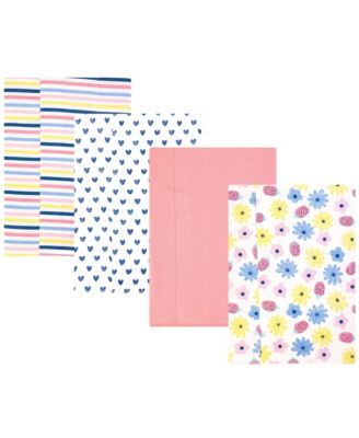 Hudson Baby Girl Cotton Poly Flannel Burp Cloths 4-Pack - Flowers and strawberries 24$
