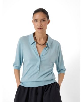 Women's Fine Knit Short Sleeve Polo Top