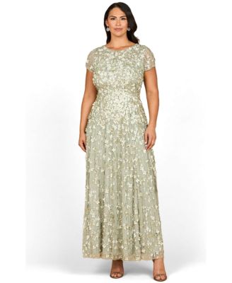 Women's 3D Floral Embellished Cap Sleeve Gown