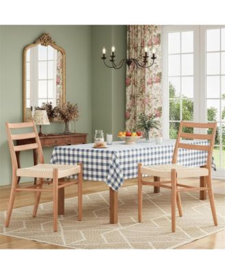 Mid Century Modern Woven Rope Seat Dining Chairs Set of 2