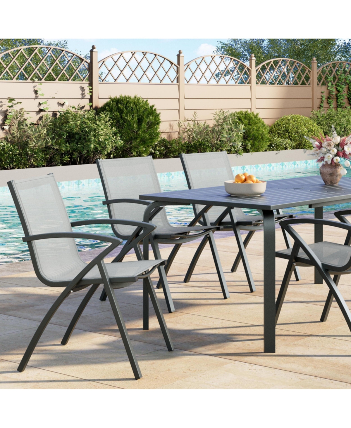 gaomon Aluminum Patio Dining Chairs Set Stackable and All-Weather Quick Dry Textilene Mesh Ergonomic Support for Garden Backyard