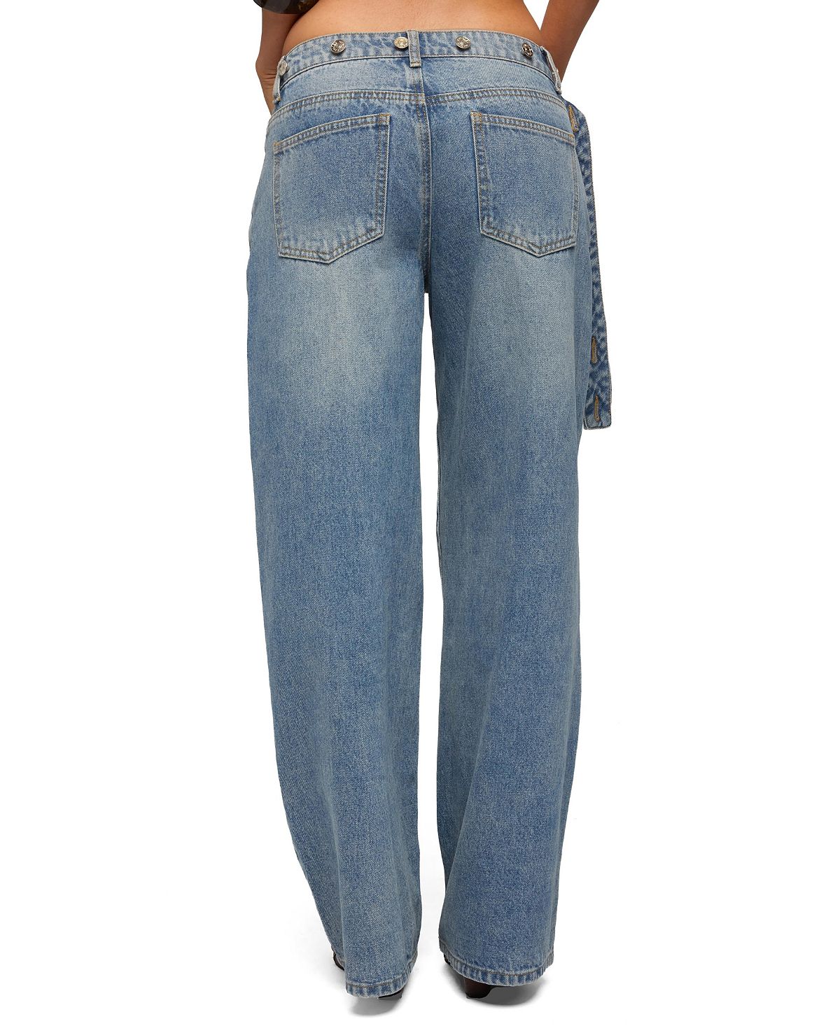 Edikted Women's Buttoned Waist Low Rise Baggy Jeans view 2 — MAYCSS fashion products