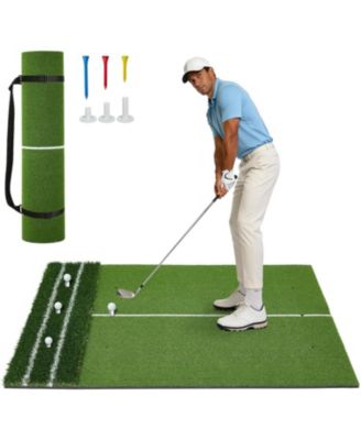 5x4FT Golf Practice Mat, 45mm/22mm Thick Turf with Alignment Guides for Indoor Outdoor Driving Chipping Training