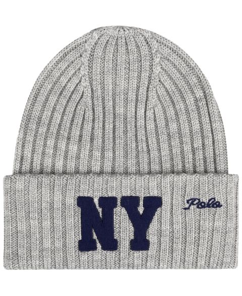 Мужская шапка Polo Ralph Lauren New York Beanie Hat, цвет: Меланжевый