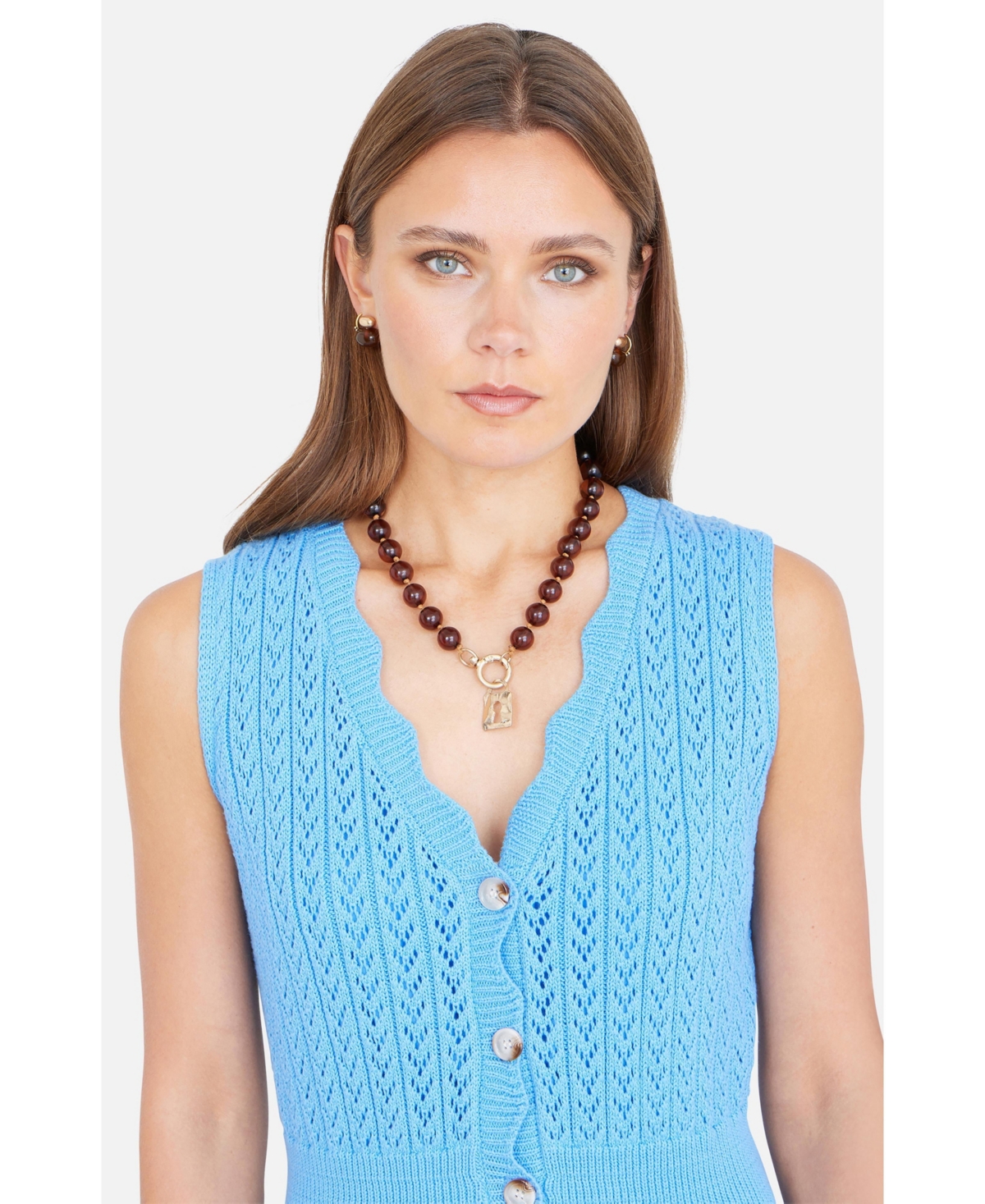 Yumi Women's Cotton Scallop Crochet Knitted Dress