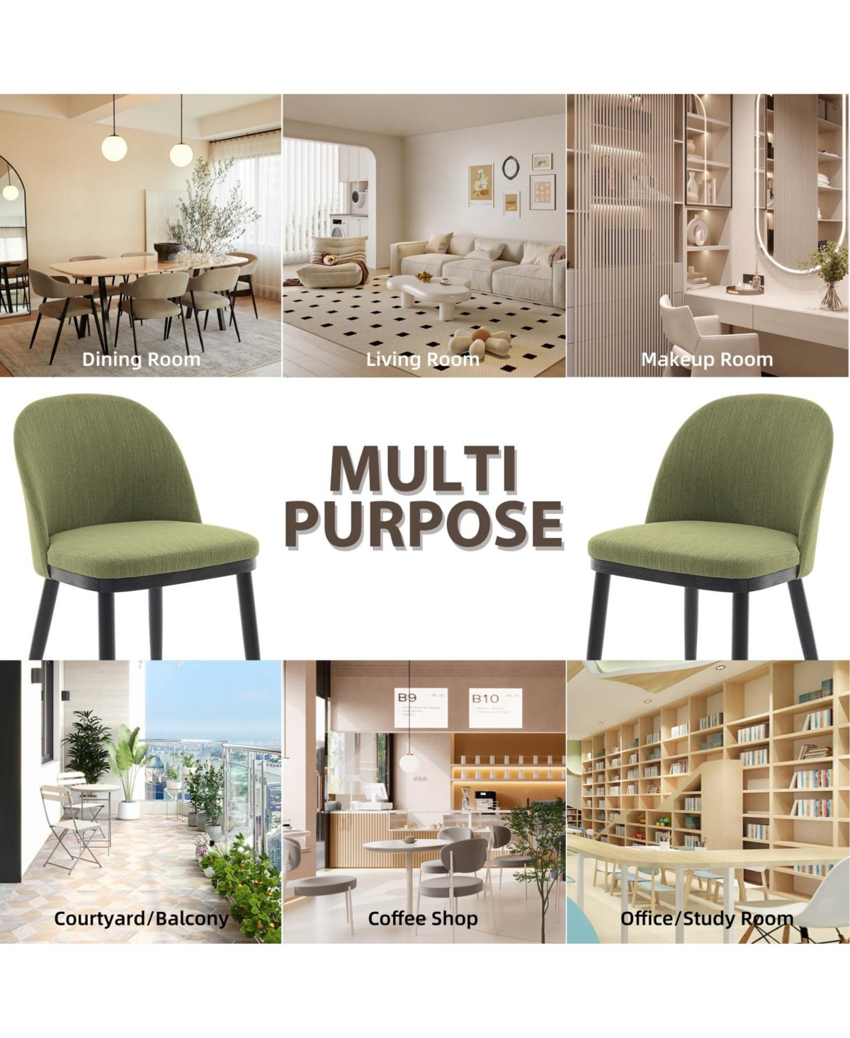homfan Set of 4 Modern Upholstered Dining Chairs