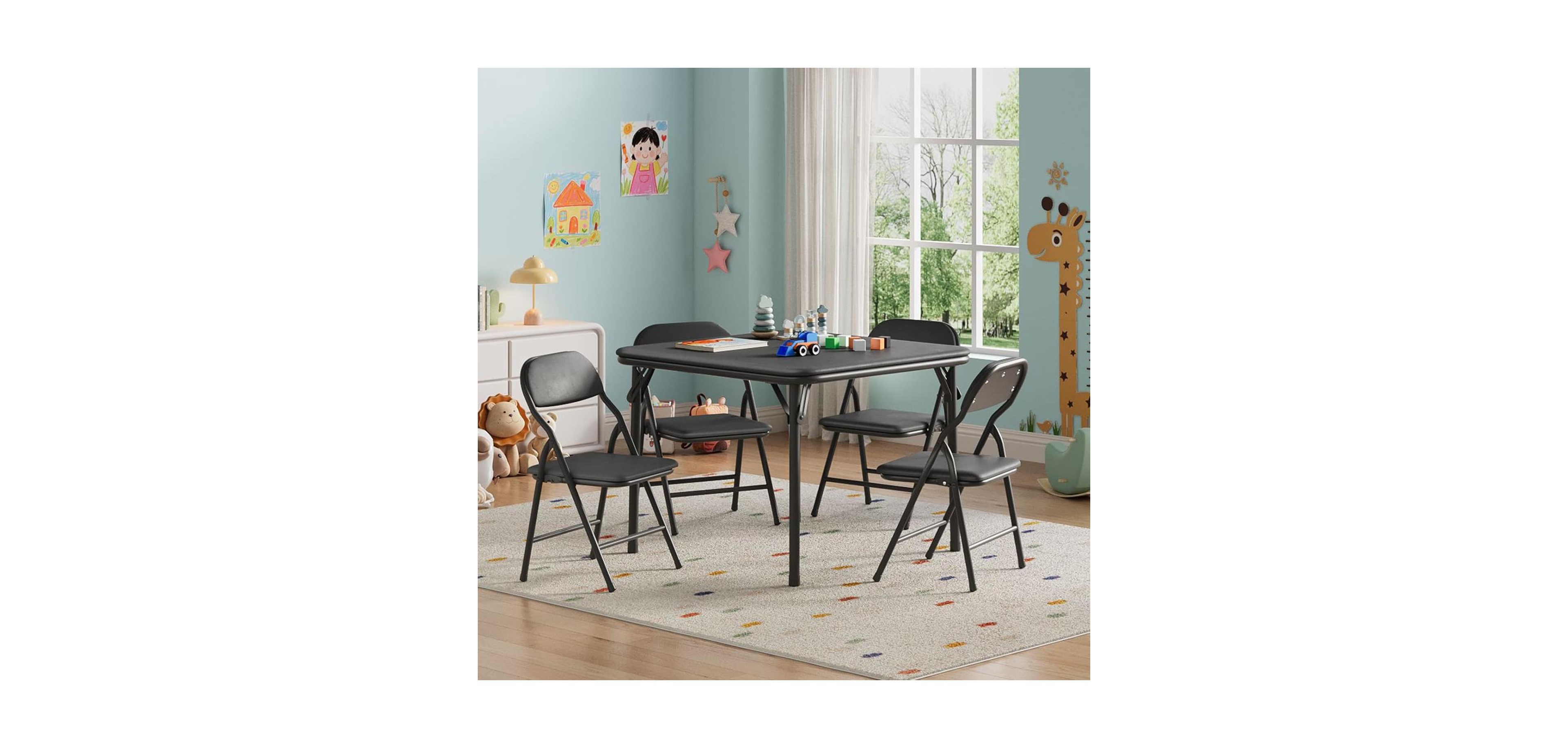 homfan 4 Piece Folding Kids Chairs Set, Children Activity Set for Dining Room,Daycare,Classrooms(No Table)