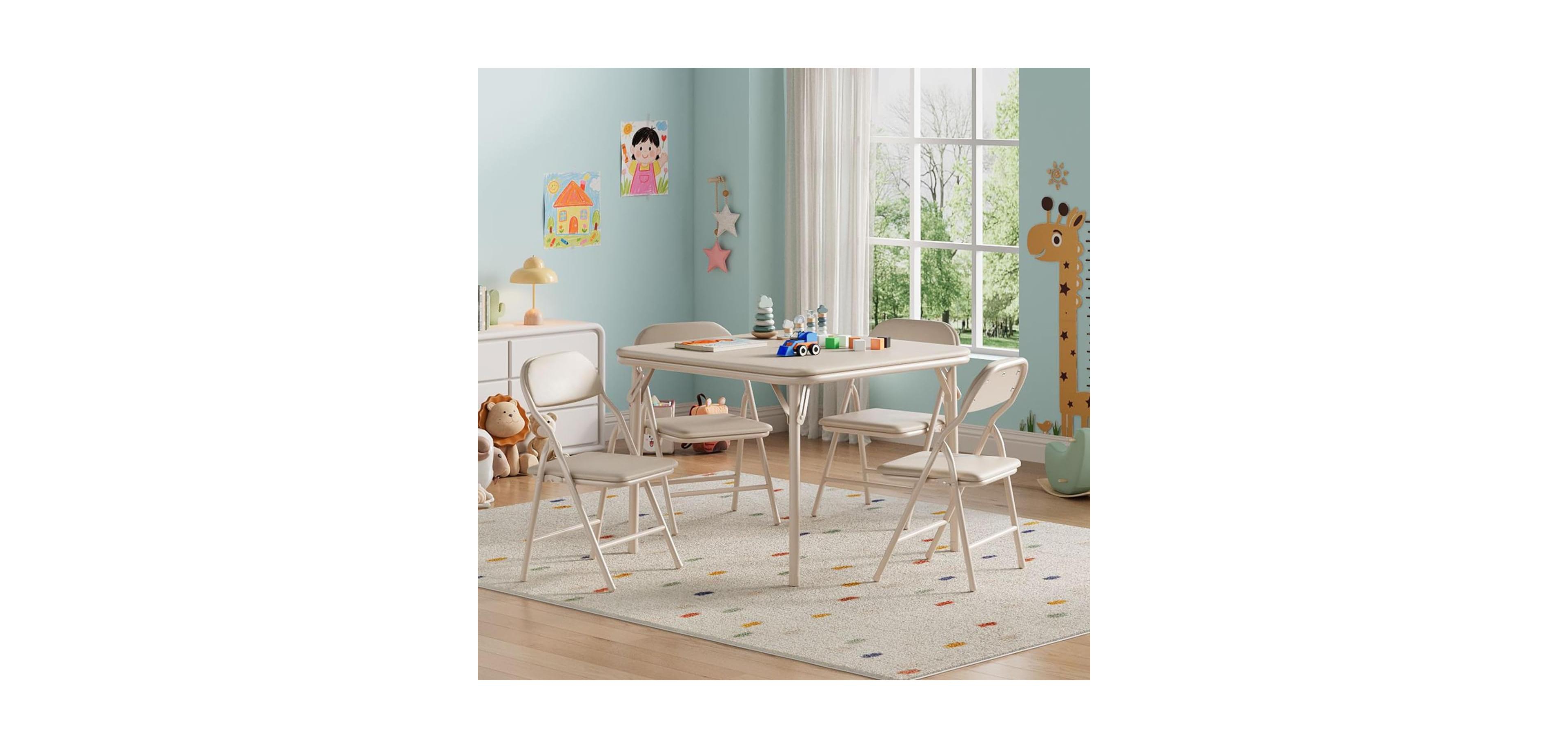 homfan 4 Piece Folding Kids Chairs Set, Children Activity Chairs Set for Dining Room,Daycare,Classrooms(No Table)