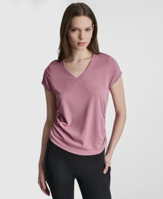 Women's Ruched Side Seams V-Neck Tech T-Shirt