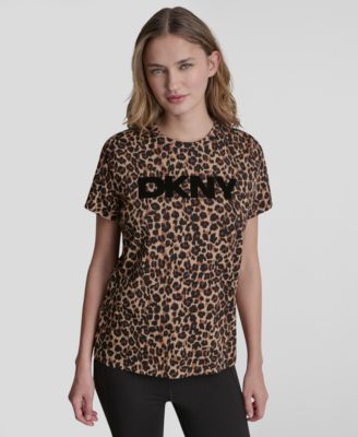 Women's Foil Logo Leopard Crewneck T-Shirt