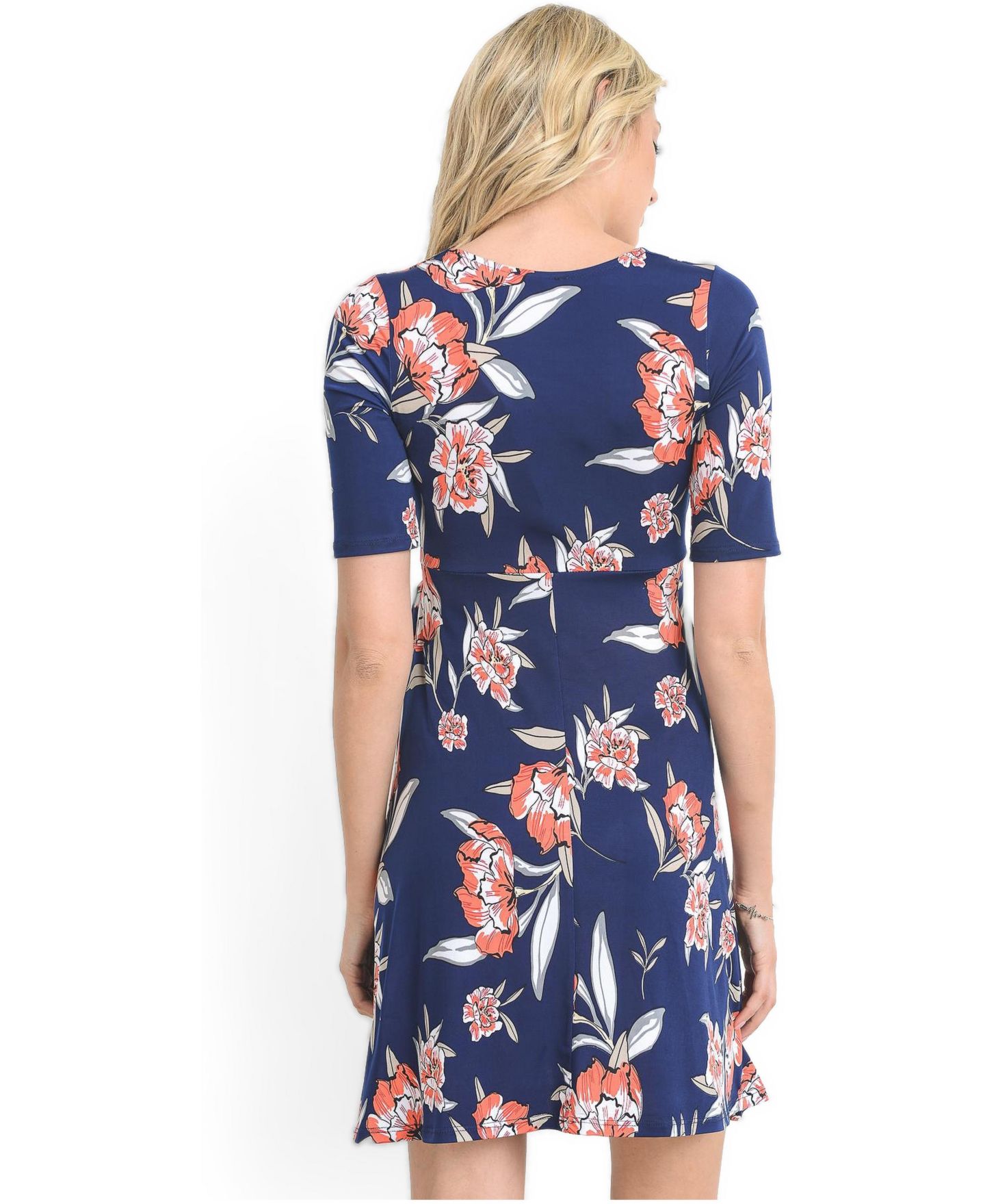 Женское платье Hello Miz V-Neck Floral Wrap Nursing Dress with Tie Waist, цвет: Тёмно-синий — фото 3