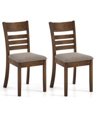 Wooden Dining Chairs with Rubber Wood Frame, Curved Slatted Backrest Dark