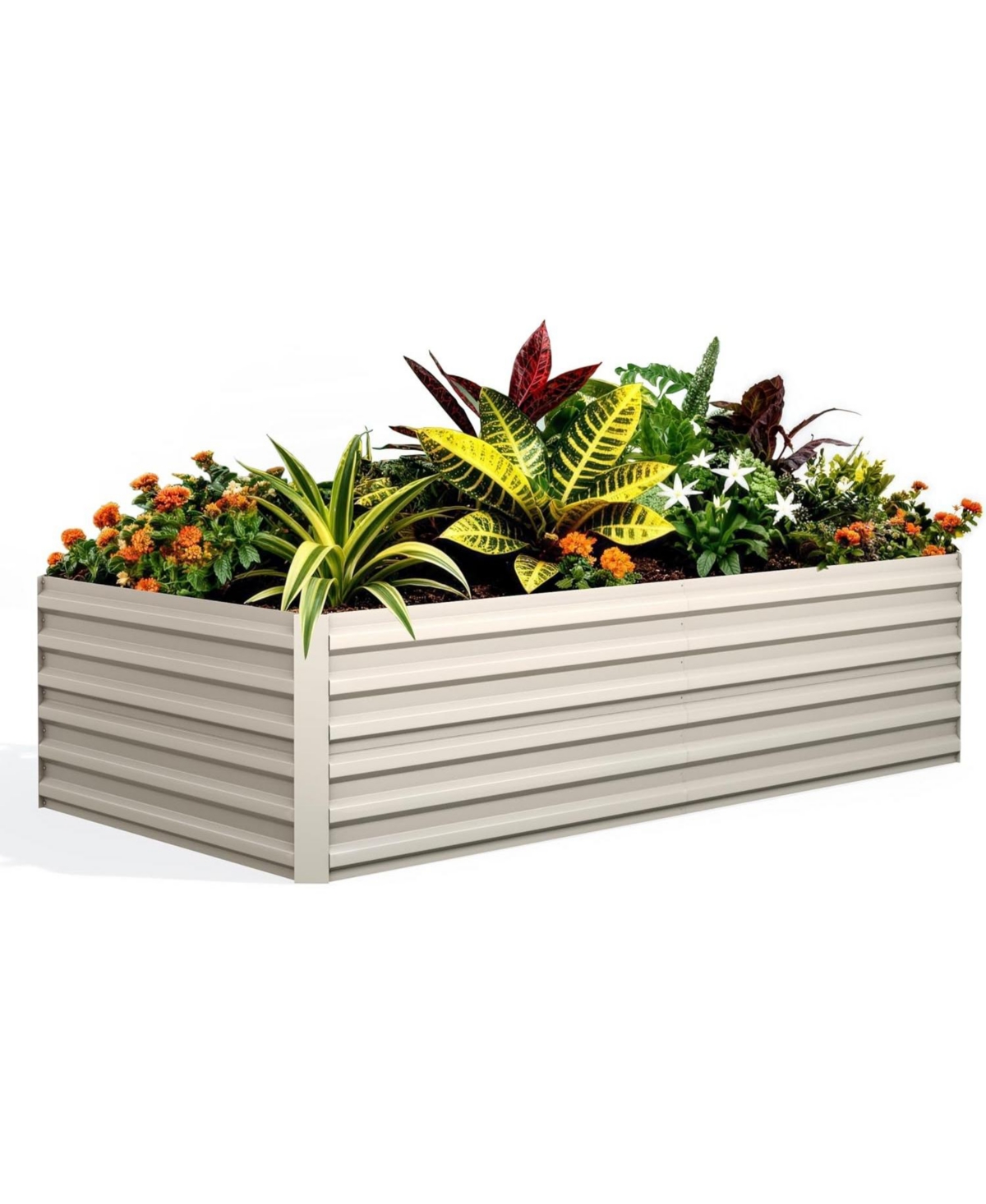 Xo 8x4x2FT Galvanized Raised Garden Bed, 24" Tall Metal Planter Box for Vegetables Flowers, Rust-Resistant Outdoor Garden Bed