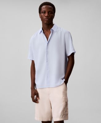 Men's Linen-Blend Classic Button-Down Shirt