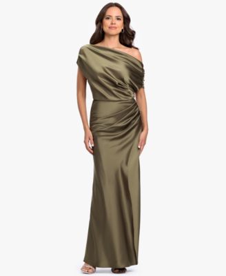Women's Long Double Satin One-Shoulder Column Gown