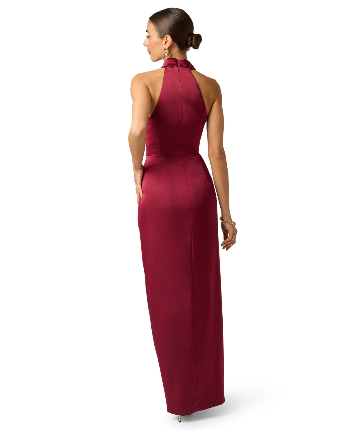 Adrianna Women's Stretch Satin Halter Neck Ball Gown