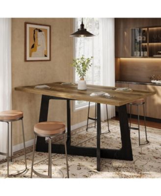 47-Inch Dining Table for 2-4 People, Small Kitchen Table with Sturdy Pedestal Base, Farmhouse Wood Kitchen and Dining Room Furniture