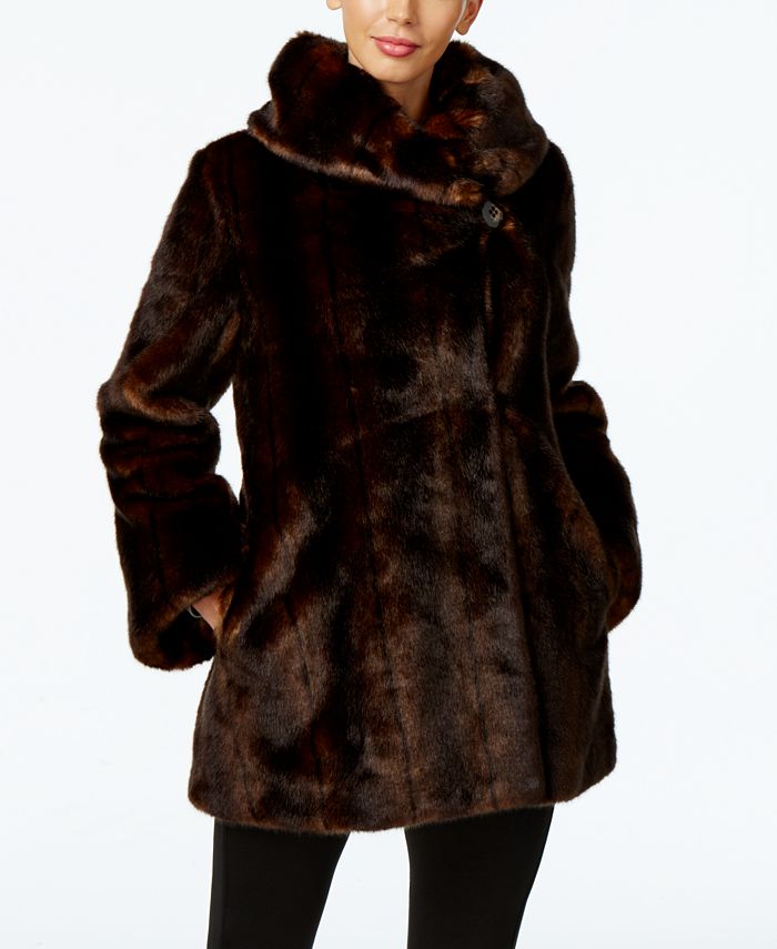 Jones New York FauxFur Asymmetrical Coat Macy's