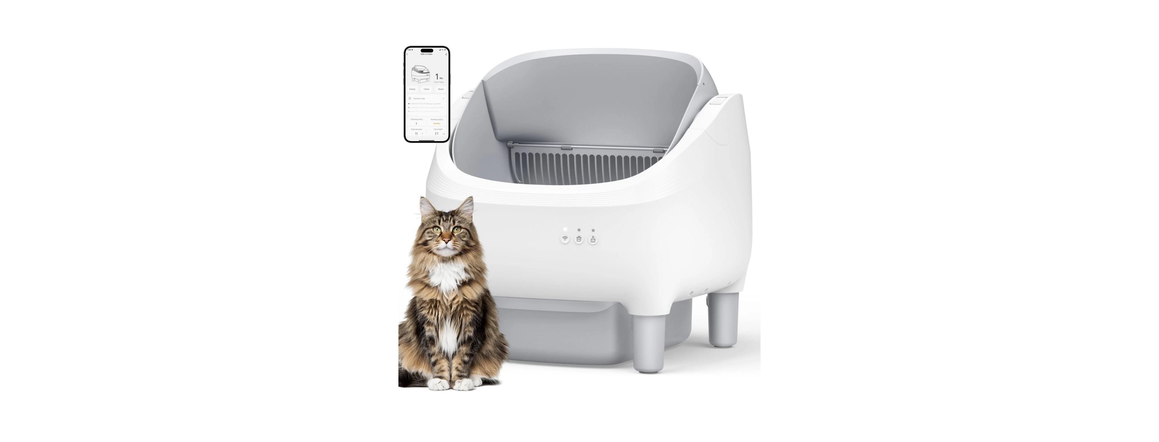 Cumrige Self Cleaning Litter Box Automatic Litter Box Open-Top Cat Litter Box 95 L Automatic Cat Litter Box Self Cleaning for Multiple Cats